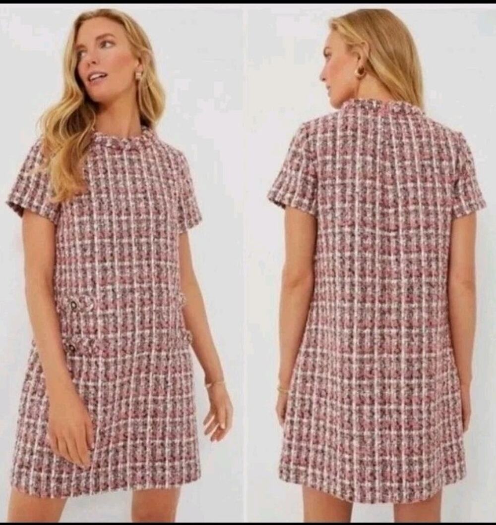 Tuckernuck Pink Magnolia Metallic Tweed Jackie Dress, Lined, Size XS, NWOT